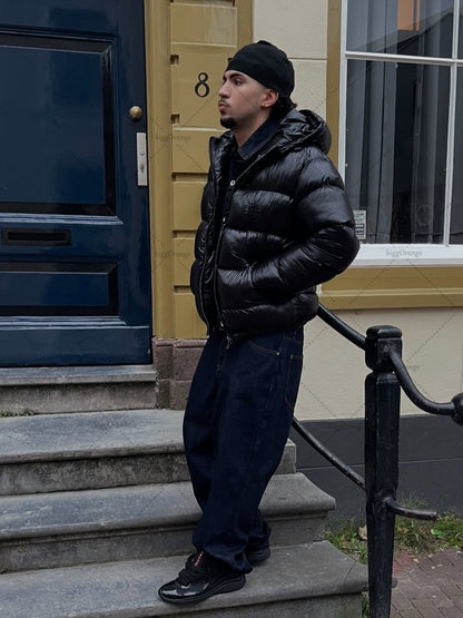 2025 High Street Harajuku Fashion Waterproof Zipper Hooded Jacket Men Streetwear Retro Camouflage Embroidered Warm Coat Women