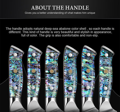 XITUO 67 Layer Damascus Steel Kitchen Knives Set Abalone Handle Sharp Santoku Bread Boning Knife Practical Kitchen Cutting Tools