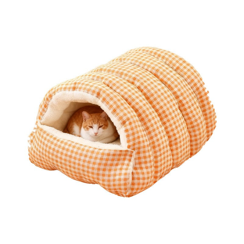 Casa de Inverno Quente e Fechada para Cães, Semiaberta, Tapete para Animais de Estimação Removível e Lavável, Sensação de Cama para Animais de Estimação para Cães e Gatos