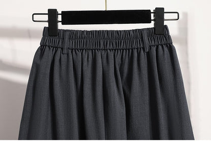 Solid Versatile Medium Length Pleated Skirt 2026 Plus Size Skirts A-Line Maxi Gown Spring Autumn New Half-length Umbrella Skirt