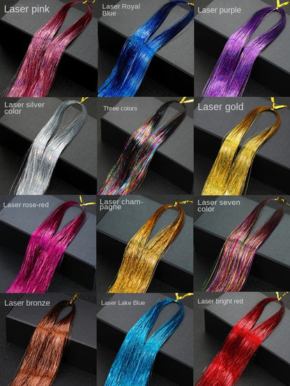 Hair Tinsel Kit With Tool 4200 strands Fairy Tinsel Hair Extensions 12 Color Sparkling Shiny Heat Resistant Highlights Glitter