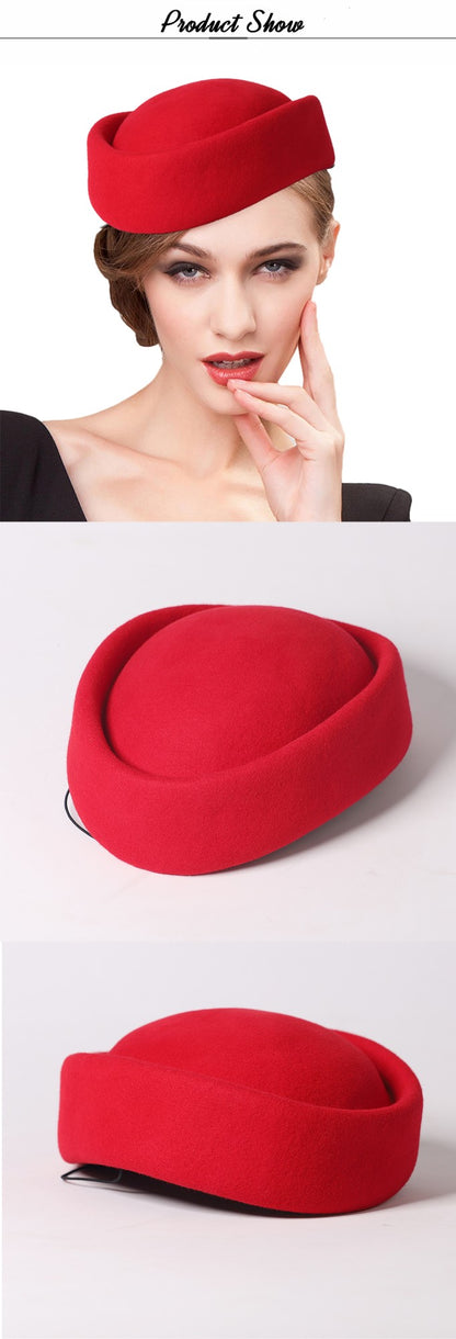 FS Vintage Winter Wool Pillbox Hats Black White Church Hat For Women Elegant Formal Tea Party Wedding Bride Cap Chapeau Femme