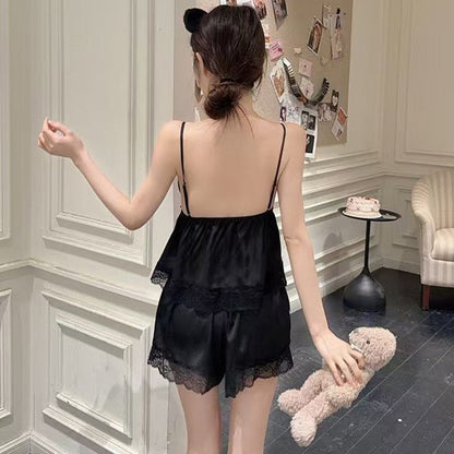 French-Style Strapless Nightgown for Women Summer Strapless Robe Two-Piece Set Summer Purely Sensual Beauty Straps with Padded C