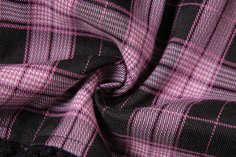 Lolita Cake Mini Skirts Gothic Japanese Harajuku Girls Purple Pink Plaid Pleated Skirt Punk Sweet Lace Kawaii Cosplay Costume