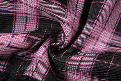 Lolita Cake Mini Skirts Gothic Japanese Harajuku Girls Purple Pink Plaid Pleated Skirt Punk Sweet Lace Kawaii Cosplay Costume