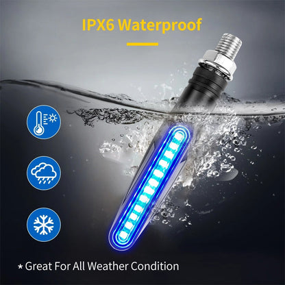 2PCS Sinais de Direção LED para Motocicleta Luz 12 SMD Pisca Traseiro Fluxo de Água Pisca-Pisca IP68 Flexível Luzes Piscantes para Motocicleta
