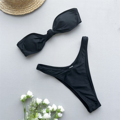 Bandeau Knotted Brazilian High Cut Bikini Women Swimwear Female Swimsuit Two-pieces Bikini set Bather Bathing Suit Swim K5930