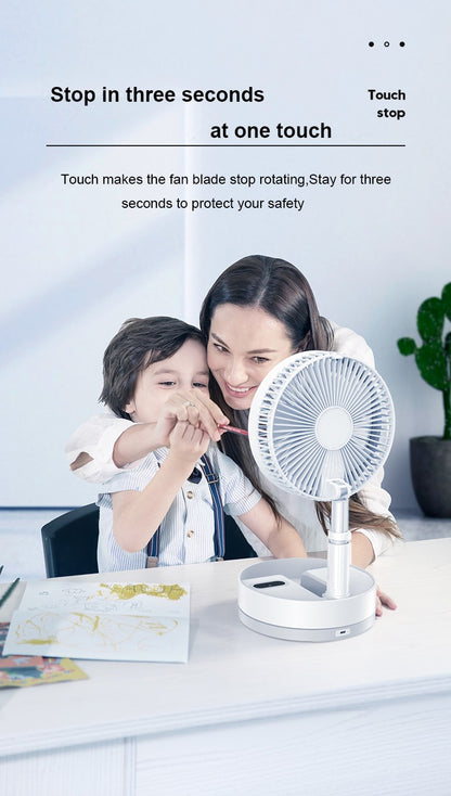 P10 10800mAh Folding Portable Fan USB Remote Control Air Cooler Silent Rechargeable Wireless Floor Standing Fan for Camping Desk