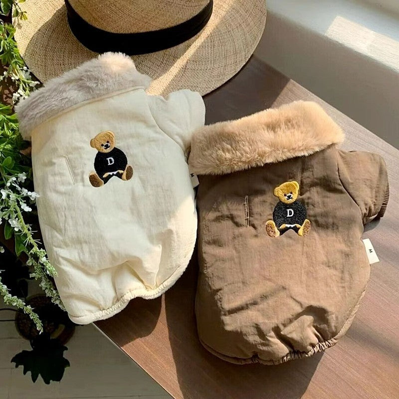 Jaqueta Fashion para Cães Down, Jaqueta de Inverno Quente para Cães, Estampa de Urso, Jaqueta para Cachorros, Casaco Macio e Fofo para Gatos, Roupas para Cães Bulldog Francês