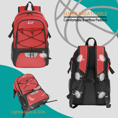 Mochila de basquete grande, bolsa esportiva com compartimento separado para bolas, compartimento para tênis de basquete, futebol, vôlei, natação, academia, viagens