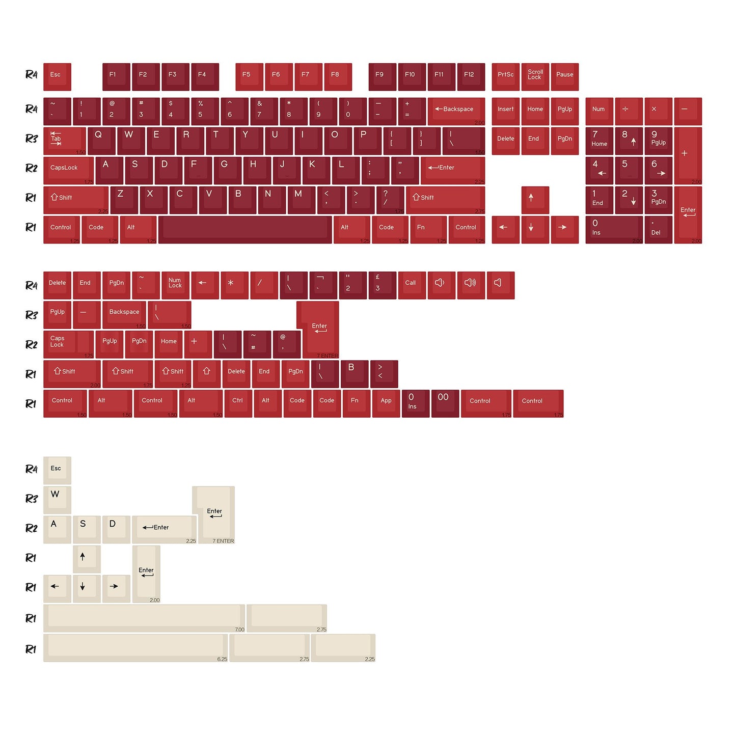 KBDiy GMK Jamon Keycap Red Retro PBT ISO Double Shot Cherry Profile Keycaps For MX Switches 60 Mechanical Keyboard Gamer Key Cap