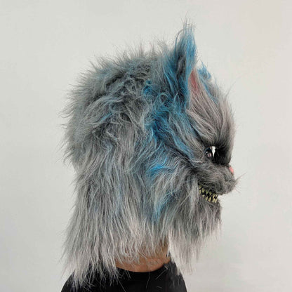 Latex with Fur Black Cat Cosplay Mask Scary Helmet Animal Funny Costume Hood Hair Mask Headwear Adult Halloween Party Props