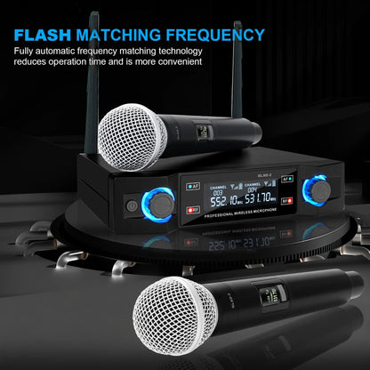 G-L-X Sistema de Microfone Sem Fio Profissional de Canal Duplo UHF Frequência Fixa Microfone Dinâmico de Mão Sem Fio Para Festa de Karaokê