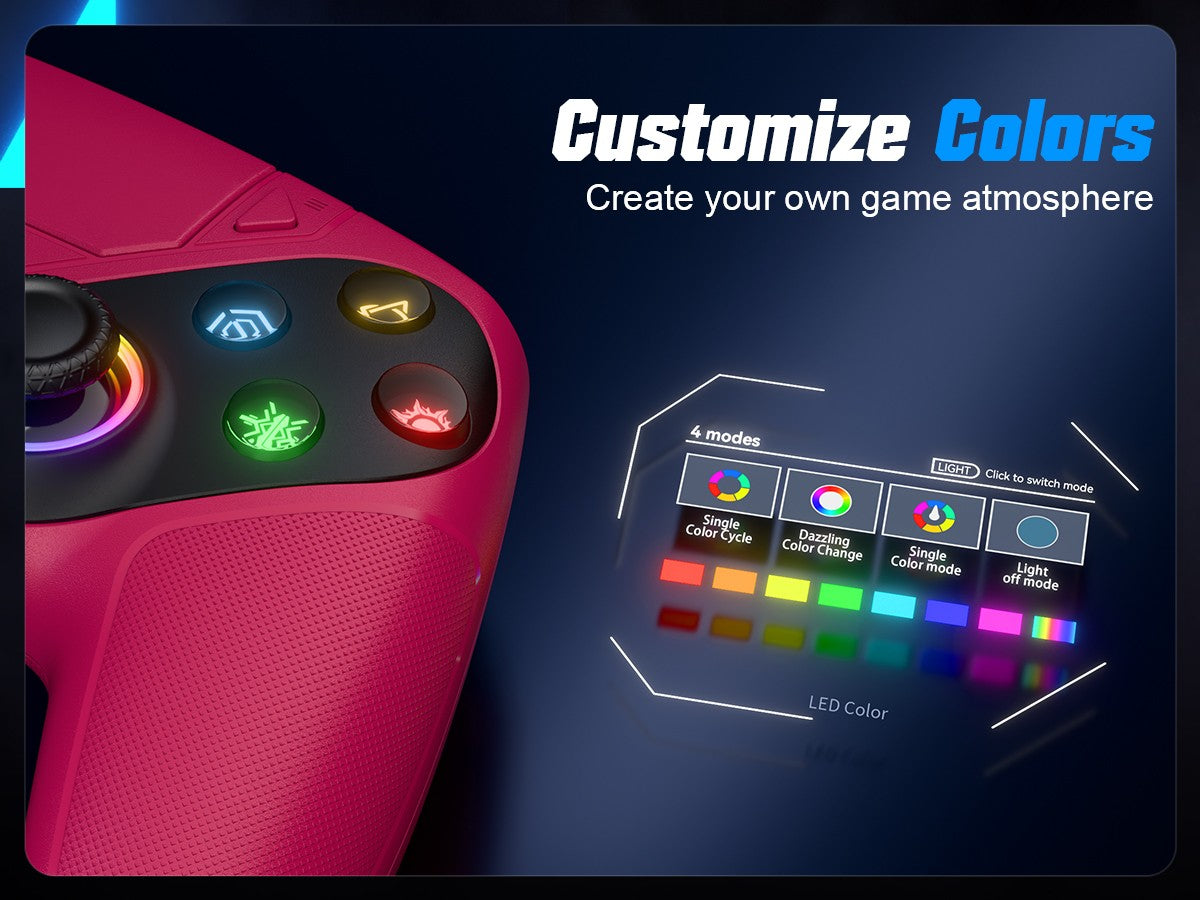 Controller For Playstation5 PS5/PS5 Pro/Slim/PC,RGB Wireless Gamepad Hall Effect Trigger Marco/Turbo Anti-Drift Game Joystick