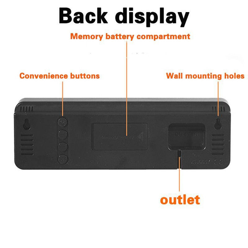 Digital LED Alarm Clock with Calendar,Temperature and Humidity. Acrylic or Mirror Surface Selectable. Desk Clock or Wall Hanging