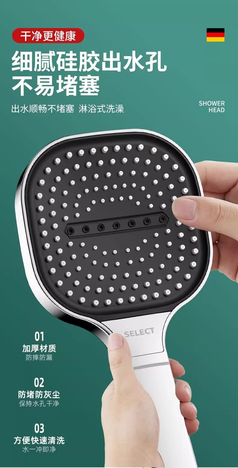 Novo chuveiro de painel grande de 13CM com 3 modos, chuveiro de massagem de alta pressão com elemento filtrante, acessórios para banheiro