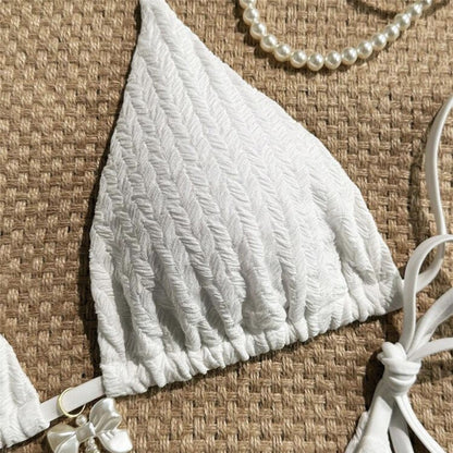 Yellow Halter String Triangle Micro Bikini Thong Solid Swimwears Micro Thong Sexy Swimsuit Women Bathing Suit Bikinis Sets 2025