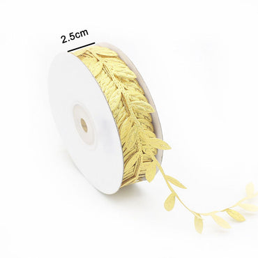 2M 5M Creative Simulation Rattan Golden Tree Leaves Ribbons Handmade DIY Bows Gift Wrapping Hanging Craft Home Party Decoration