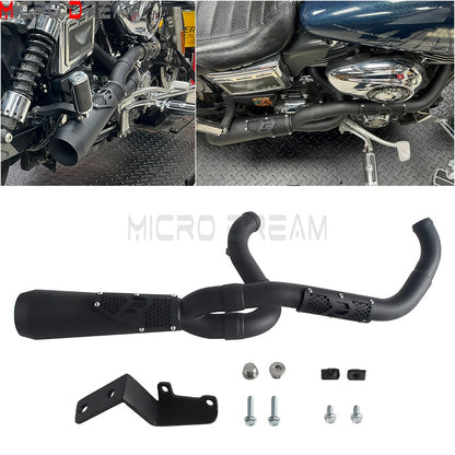 Slip-on Muffler Full Exhaust System 2-in-1 Muffler Pipe For Harley Dyna Low Rider S FXDLS Super Wide Glide FXD FXDWG   FXDF FXDB
