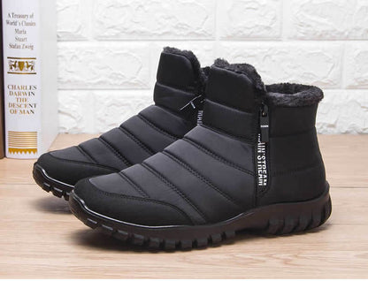 Botas de Inverno Masculinas Tênis de Algodão Quente com Zíper Botas de Neve Cano Curto, Sapatos Casuais de Outono Botas de Neve Impermeáveis com frete grátis