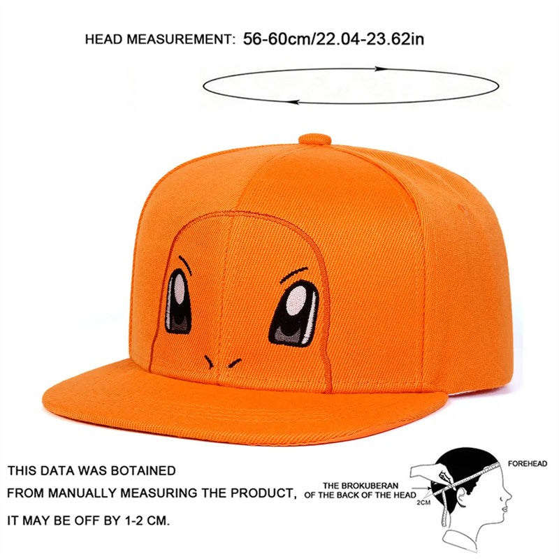 Pokemon Kawaii Anime Figures Pikachu Squirtle Bulbasaur Snorlax Mew Snorlax Adjustable Cosplay Hip Hop Baseball Cap Cartoon Hats
