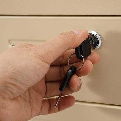 Gaveteiro de Metal com Rodas e Fechadura | Armário para Documentos com 6 Gavetas para Escritório em Casa, com Rodas | Branco-sujo/Verde/Amarelo
