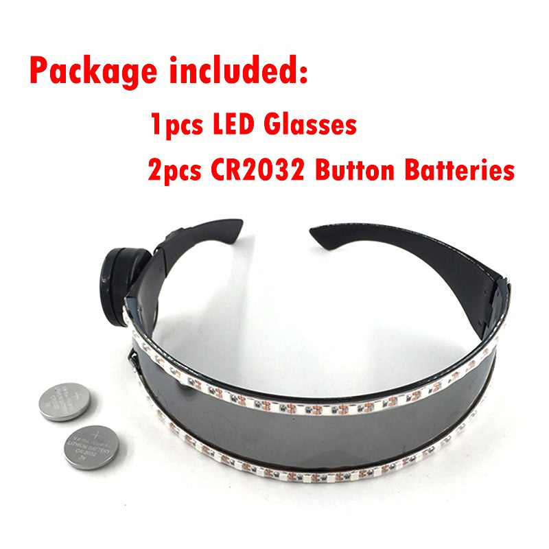 Cyberpunk Futuristic Luminous Glasses Rave Cyber light up Goggles LED glowing visor glasses for EDM music show props