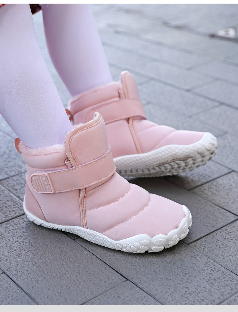 Kids 2025 New Wide Toe Barefoot Snow Boots Boys Girls Winter Minimalist waterproof Sneakers Girls Boys Non-Slip Warm Snow Boots