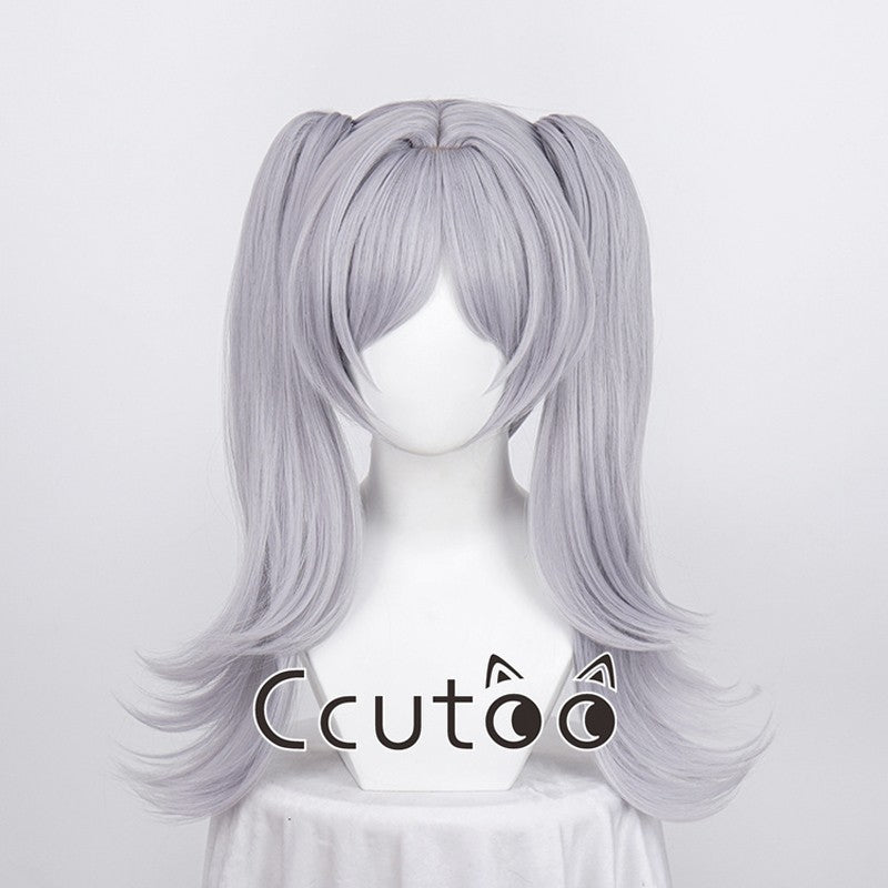 Frieren Wigs Anime Sousou no Frieren at the Funeral Silver gray Synthetic Hair Cosplay costume Wigs Chip Removable Ponytails