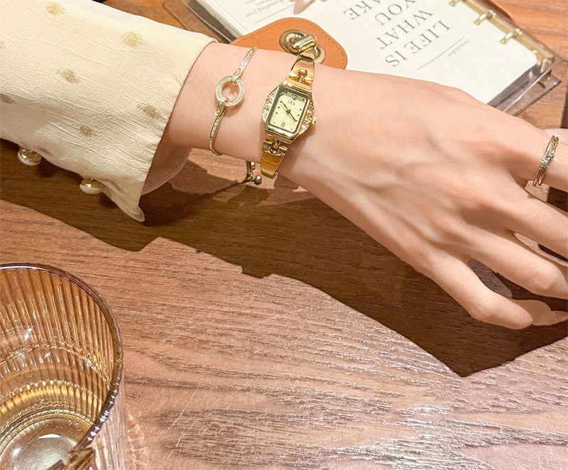 GEDI Square Watch Woman Gold Silver Small Dial Fashion Quartz Women's Wristwatches Ladies Luxury Vintage Bracelet Watch Gifts
