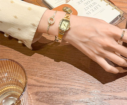 GEDI Square Watch Woman Gold Silver Small Dial Fashion Quartz Women's Wristwatches Ladies Luxury Vintage Bracelet Watch Gifts