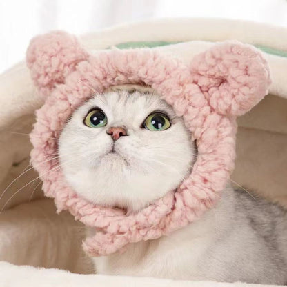 Urso Fofo Coelho Capuz Acessórios para Cães e Gatos de Estimação Cosplay Chapéu de Gato Inverno Lindo Ano Novo Gorro para Filhotes Veludo Macio Suprimentos para Animais de Estimação