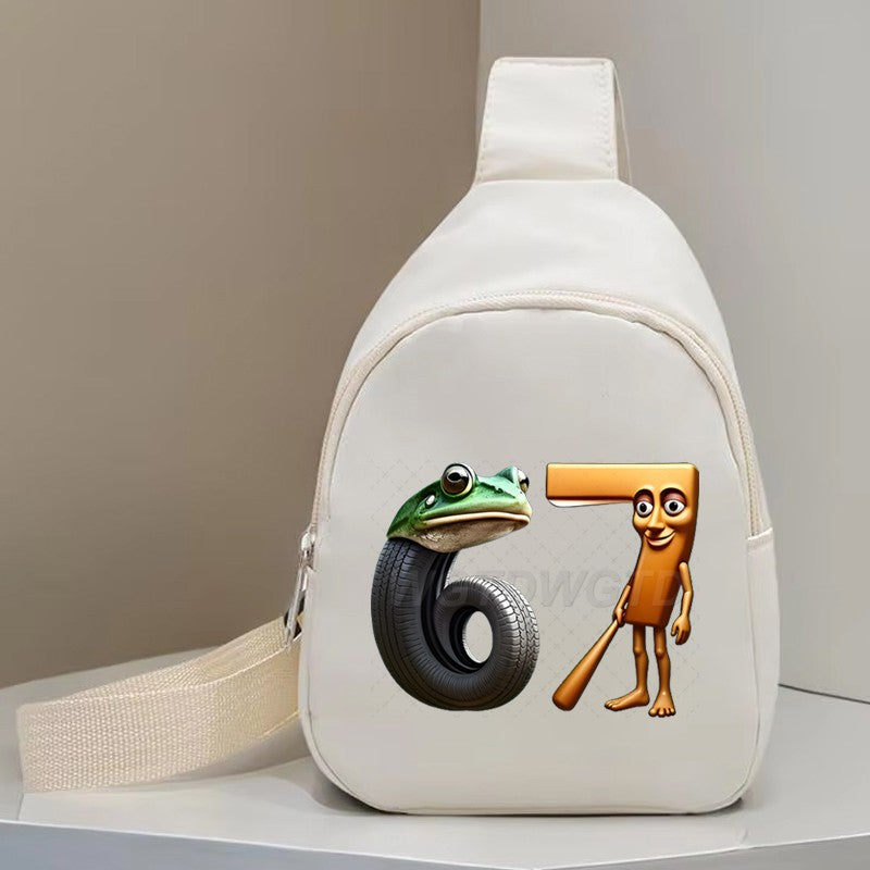 Bolsa de Peito Infantil Italiana Brainrot Engraçada Número 6 7 Estampa Infantil para Menina Menino Tung Tung Tung Sahur Memes Engraçados 6 7 Mini Bolsa