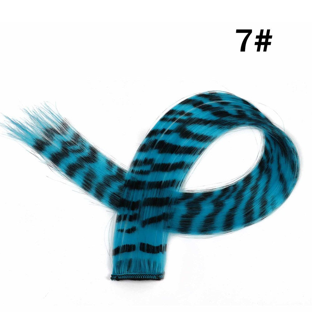 Aplique de Cabelo Sintético 18" Longo Liso Feminino de Alta Temperatura Clip In Extensão de Cabelo Peruca de Pena Azul Rosa Colorido