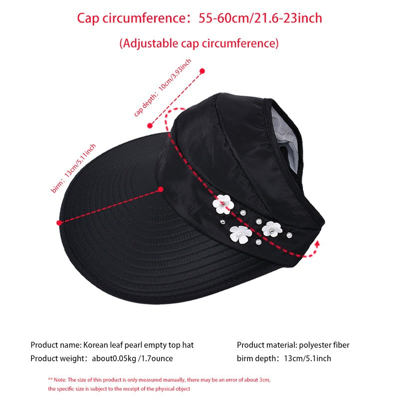 M-2Sun Hat Summer Shade hHt For Women Foldable Sun Protection Beach Large Brimmed Hat UV Protection Cycling Empty Top