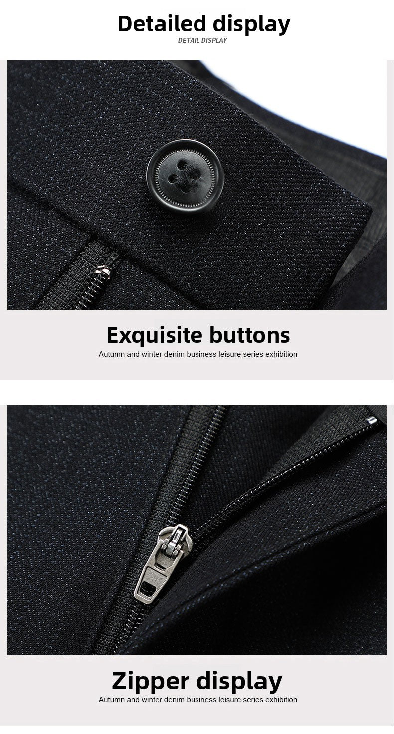 Top Quality 100% Cotton New Brand Casual Fashion Business Straight Long Dress Pants High Waist Trousers Men's Clothing