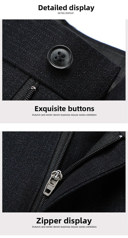 Top Quality 100% Cotton New Brand Casual Fashion Business Straight Long Dress Pants High Waist Trousers Men's Clothing