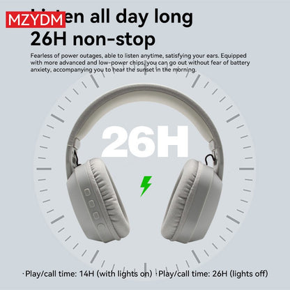 MZYDM Over Ear Headset Bluetooth5.4 Wireless Stereo Gaming B500 Earphones Built-in Mic RGB Light Low Latency Headphones For PC