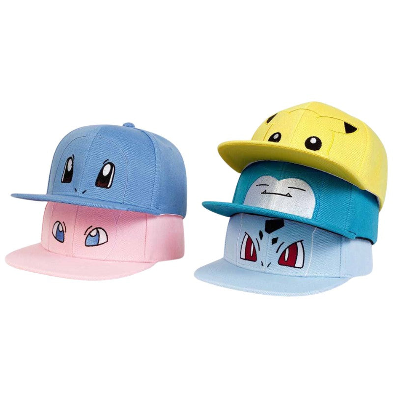 Pokemon Kawaii Anime Figures Pikachu Squirtle Bulbasaur Snorlax Mew Snorlax Adjustable Cosplay Hip Hop Baseball Cap Cartoon Hats