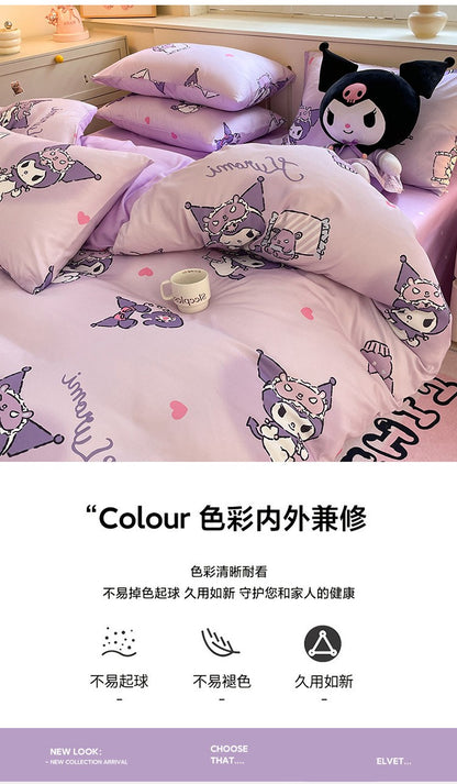 New Sanrio Hello Kitty Bedding Set Cotton Kuromi Melody Bedding Double Pillowcase Bed Linens Girl Dorm Bedclothes Home Textile