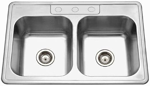 3322-9BS3-1 Glowtone Series Pia de Cozinha Dupla de Embutir em Aço Inoxidável 50/50, 9 Polegadas de Profundidade