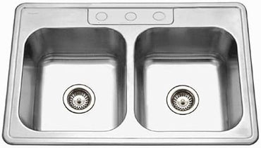 3322-9BS3-1 Glowtone Series Pia de Cozinha Dupla de Embutir em Aço Inoxidável 50/50, 9 Polegadas de Profundidade
