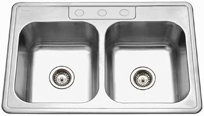 3322-9BS3-1 Glowtone Series Pia de Cozinha Dupla de Embutir em Aço Inoxidável 50/50, 9 Polegadas de Profundidade