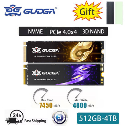 GUDGA 7450MB/s SSD M2 PCIe 4.0 NVME 2tb 512g 1TB 4tb 4 M.2 Gen4 Disco rígido de estado sólido NMVE PCIe 4.0 HDD para notebook PS5