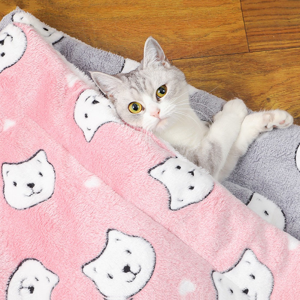 Tapete para Cães Pequenos Fofo, Dupla Face, Quente de Inverno, Sofá Cobertor para Gatos de Médio Porte, Almofada para Cama de Filhotes Macia, Acessórios para Cama de Animais de Estimação