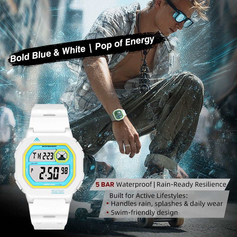 NORTH EDGE X1 Square Screen Digital Watch 2025 Men Women Sportswatch Waterproof 50M Stopwatch Countdown Alarm Clock Reloj Hombre