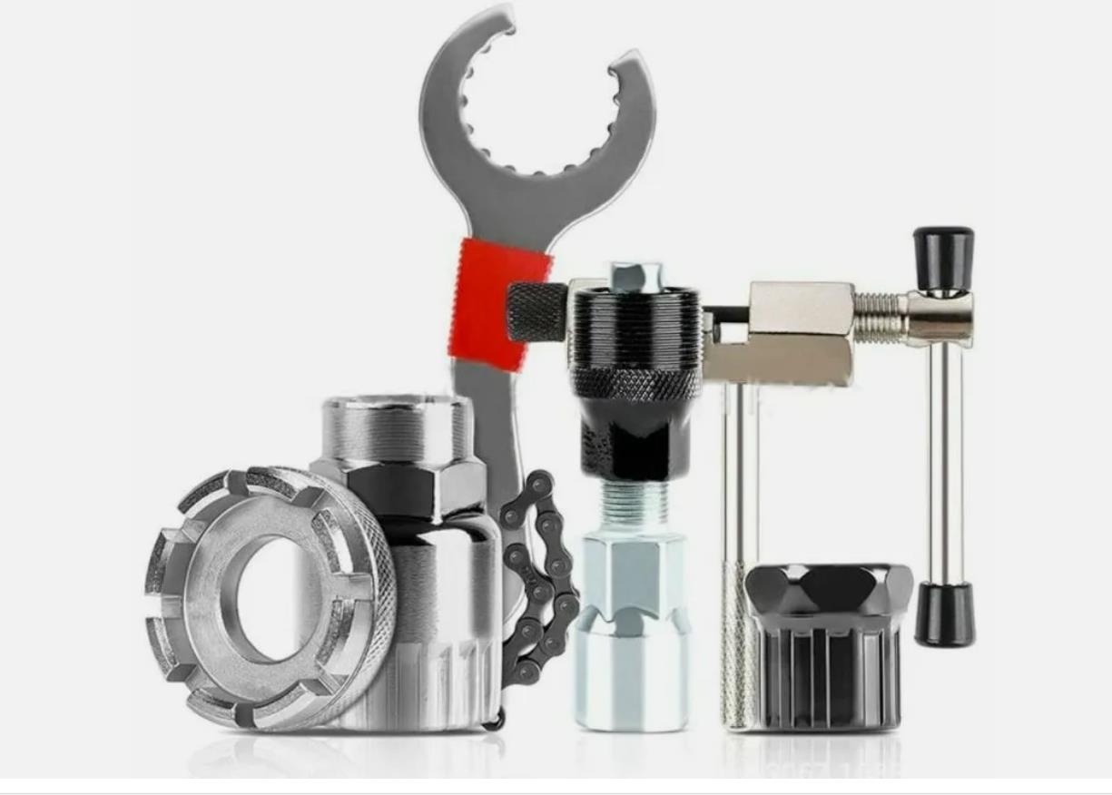Kits de Ferramentas para Reparo de Bicicletas MTB e Bikes de Estrada Ferramentas de Manutenção Extrator de Movimento Central Quebrador de Corrente Extrator de Roda Livre Cortador de Corrente Extrator de Pedivela Chave de Bicicleta