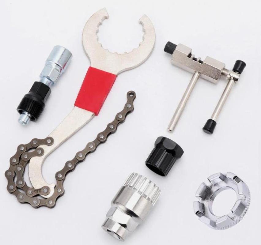 Kits de Ferramentas para Reparo de Bicicletas MTB e Bikes de Estrada Ferramentas de Manutenção Extrator de Movimento Central Quebrador de Corrente Extrator de Roda Livre Cortador de Corrente Extrator de Pedivela Chave de Bicicleta