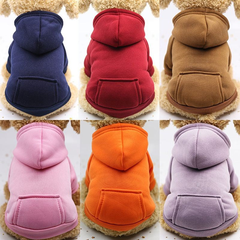 Roupas de Cachorro Fashion Outono e Inverno Roupas para Pequenos Pets Espessamento Quente Cor Sólida Moletom de Duas Pernas com Capuz Produtos Casuais para Pets