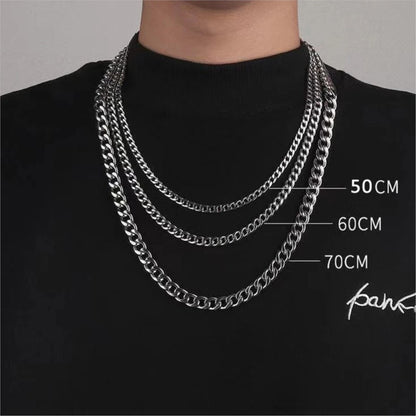 Colar de Aço Inoxidável Elo Cubano Hiphop de 5/7/9MM de Largura para Homens Gargantilha Básica Simples de Rapper Acessórios de Joalheria de Moda